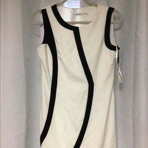NWT Size 4 Calvin Klein White & Black Fitted dress